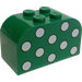 LEGO Vert Pente Brique 2 x 4 x 2 Incurvé avec Blanc Dots (4744 / 82362)