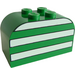 LEGO Green Slope Brick 2 x 4 x 2 Curved with White Stripes (4744)
