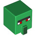 LEGO Green Square Head with Nose with Zombie Villager Face with Red Eyes (23766 / 100573)