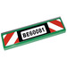 LEGO Green Tile 1 x 4 with BE60081 and Danger Stripes Sticker (2431)