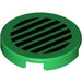 LEGO Green Tile 2 x 2 Round with Black Vent Lines with Bottom Stud Holder (14769 / 67893)