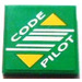 LEGO Green Tile 2 x 2 with Code Pilot Sticker with Groove (3068)