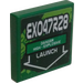 LEGO Green Tile 2 x 2 with EXO47R28 Danger/Launch Sticker with Groove (3068)