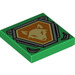 LEGO Green Tile 2 x 2 with Fox Head, Orange Hexagonal Shield with Groove (3068 / 29063)