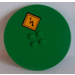 LEGO Green Tile 8 x 8 Round with 2 x 2 Center Studs with Electricity Danger Sign Sticker (6177)