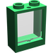 LEGO Green Window 1 x 2 x 2 without Sill with Transparent Glass