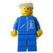 LEGO Highway worker med Blå Ben och Vit Keps Minifigur