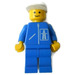 LEGO Highway worker mit Blau Beine und Weiß Deckel Minifigur