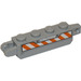 LEGO Scharnier Steen 1 x 4 Vergrendelings Dubbele met &#039;CAUTION&#039; en Oranje en Wit Danger Strepen (Model Rechts) Sticker (30387)