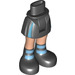 LEGO Heup met Basic Gebogen Skirt met Zwart Boots met Dark Azure Strepen met dik scharnier (92820)