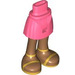 LEGO Hanche avec Basic Incurvé Skirt avec Gold Sandals avec charnière mince (2241)