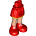 LEGO Hip with Basic Curved Skirt with Red Boots with White Laces with Thick Hinge (92820)