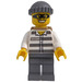 LEGO Jail prisoner with prison stripes, mask Minifigure