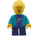 LEGO Kid Male mit Dark Turquoise Jacket Minifigur