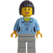 LEGO Lady met Blauw Polo Shirt en Shell Necklace met Zwart Haar minifiguur