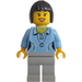 LEGO Lady s Modrá Polo Košile a Shell Náhrdelník s Černá Vlasy Minifigurka