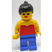 LEGO Lady mit rot Halter oben und Schwarz Haar Minifigur