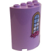 LEGO Lavendel Cylinder 2 x 4 x 4 Halvt med buet Vindue og Roses Klistermærke (6218)