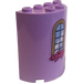 LEGO Lavendel Zylinder 2 x 4 x 4 Hälfte mit Gebogen Fenster und Roses Aufkleber (6218)