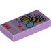 LEGO Lavande Tuile 1 x 2 avec &quot;LET&#039;S BEE FRIENDS!&quot; avec rainure (3069 / 21657)