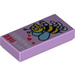 LEGO Lavender Tile 1 x 2 with &quot;LET&#039;S BEE FRIENDS!&quot; with Groove (3069 / 21657)