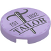 LEGO Lavender Tile 2 x 2 Round with &quot;EST 1932 tailor&quot; with Bottom Stud Holder (14769 / 102493)