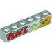 LEGO Light Aqua Brick 1 x 6 with &#039;PEACE&#039;, Flower (3009 / 96115)