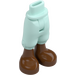 LEGO Licht aqua Minidoll Heup met Cropped Broek met Bruin Feet (dun scharnier) (2246)