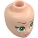 LEGO Light Flesh Minidoll Head with Green Eyes and Red Lips (92198 / 101813)