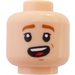 LEGO Carne chiaro Minifigure Testa con Marrone Eyebrows e Smile (Perno solido incassato) (3626 / 69298)