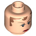 LEGO Light Flesh Minifigure Head with Brown Hair on Forehead and Thin Pointed Eyebrows (Safety Stud) (3626 / 63169)