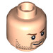 LEGO Light Flesh Minifigure Head with Brown Stubble and Eyebrows (Safety Stud) (3626 / 62279)