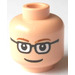 LEGO Leichtes Fleisch Minifigure Kopf mit Rectangular Glasses (Sicherheitsbolzen) (13629 / 21025)