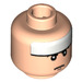 LEGO Light Flesh Minifigure Head with Serious Expression and White Band on Forehead (Safety Stud) (3626 / 56525)