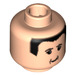 LEGO Leichtes Fleisch Minifigure Kopf mit Klein Smile und Schwarz Haar (Sicherheitsbolzen) (3626 / 50456)