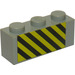 LEGO Light Gray Brick 1 x 3 with Black and Yellow Danger Stripes Sticker (3622)