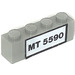 LEGO Light Gray Brick 1 x 4 with &#039;MT 5590&#039; Sticker (3010)