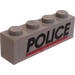 LEGO Lichtgrijs Steen 1 x 4 met Politie logo Sticker (Transparante achtergrond) (3010)