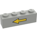 LEGO Light Gray Brick 1 x 4 with Yellow Left Arrow and Black Border (3010)