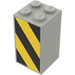 LEGO Light Gray Brick 2 x 2 x 3 with Yellow and Black Danger Stripes (right) Sticker (30145)