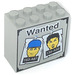 LEGO Light Gray Brick 2 x 4 x 3 with Wanted and Heads and 163-A87 and 139-A56 Pattern (30144 / 41042)