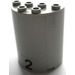 LEGO Light Gray Cylinder 2 x 4 x 4 Half with &#039;2&#039; Sticker (6218)
