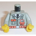 LEGO Light Gray Firefighter Dispatcher with Light Gray Coat with Pocket and Red Belt, Black Legs, Mustache, and White Cap Torso (973)