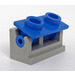 LEGO Light Gray Hinge Brick 1 x 2 with Blue Top Plate