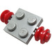 LEGO Hellgrau Platte 2 x 2 mit rot Räder