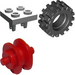 LEGO Light Gray Plate 2 x 2 with Wheel Holder with Red Wheel and Black Tire Offset Tread