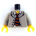 LEGO Light Gray Scientist with Light Gray Jacket and Striped Tie Torso with Light Gray Arms and Yellow Hands (973)