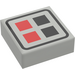 LEGO Light Gray Tile 1 x 1 with Red &amp; Black Buttons with Groove (3070)