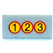 LEGO Light Gray Tile 1 x 2 with &#039;1&#039;, &#039;2&#039; and &#039;3&#039; in Yellow Circles Sticker with Groove (3069)