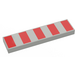 LEGO Light Gray Tile 1 x 4 with 5 Red Stripes (2431)